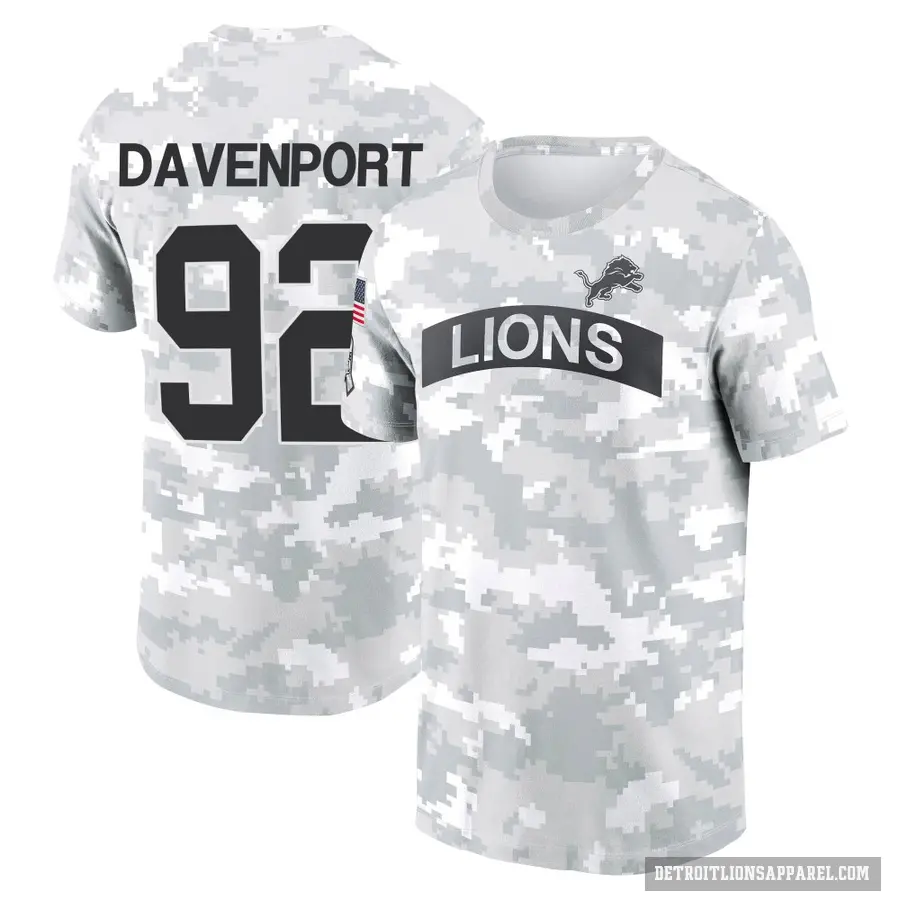 Youth ＃92 Marcus Davenport Detroit Lions Camo Arctic 2024 Salute to Service Performance T-Shirt
