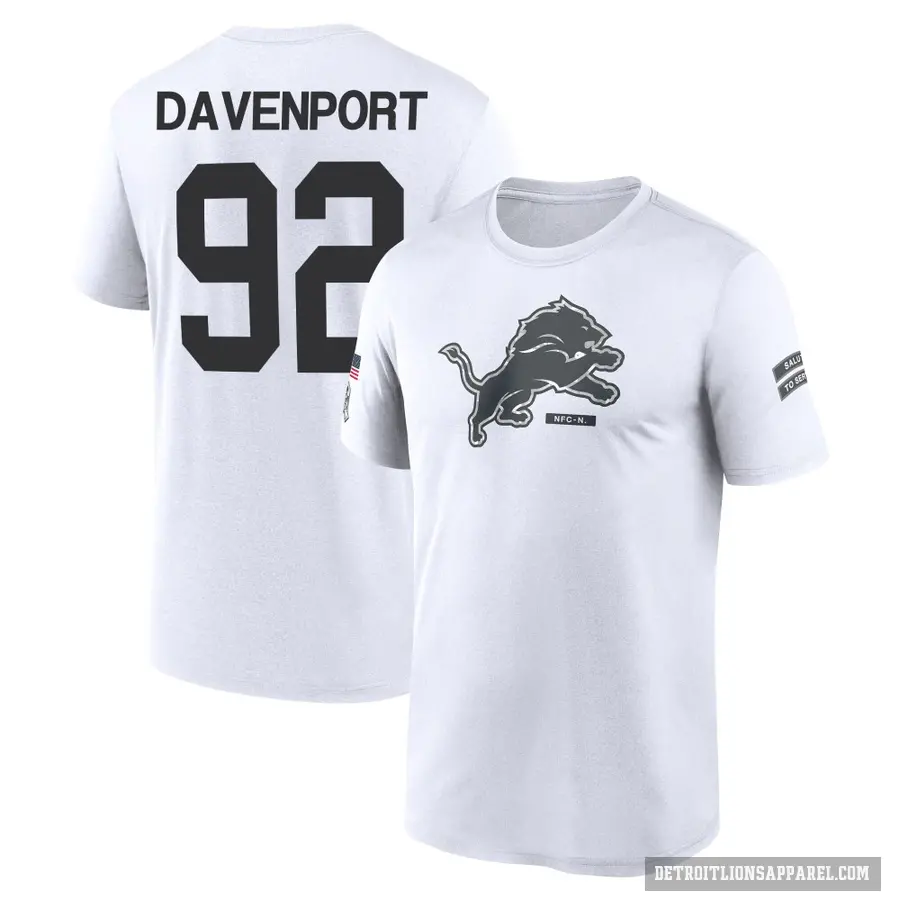 Youth ＃92 Marcus Davenport Detroit Lions White 2024 Salute to Service Performance T-Shirt