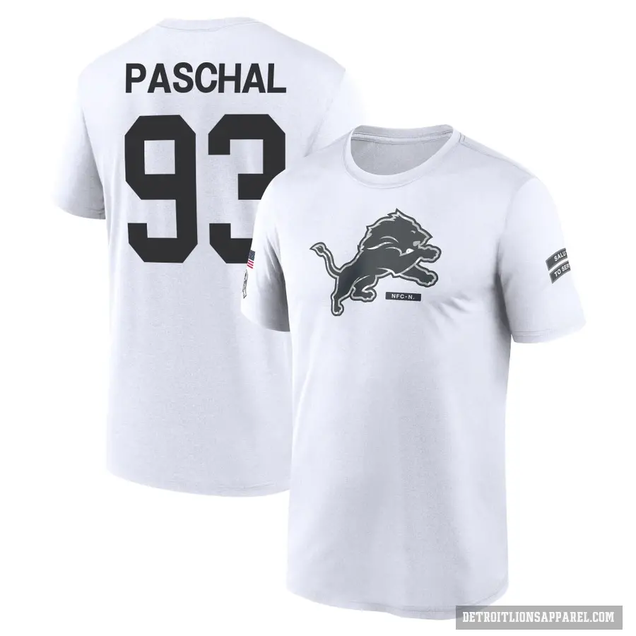 Youth ＃93 Josh Paschal Detroit Lions White 2024 Salute to Service Performance T-Shirt