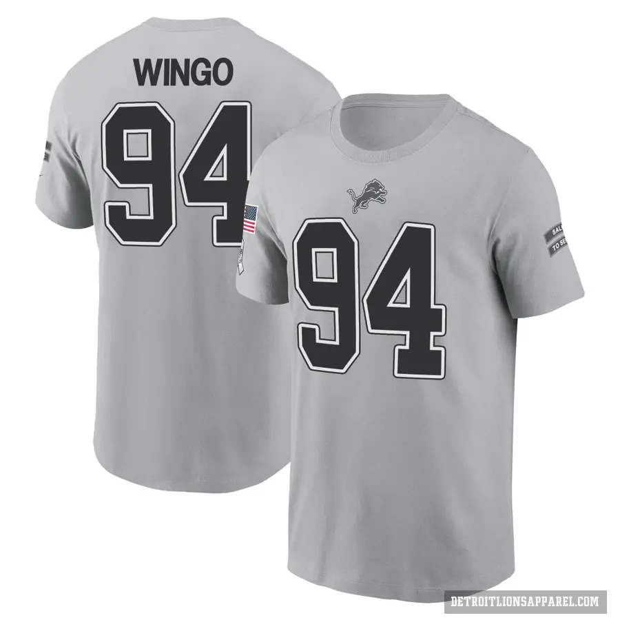Youth ＃94 Mekhi Wingo Detroit Lions Gray 2024 Salute to Service T-Shirt