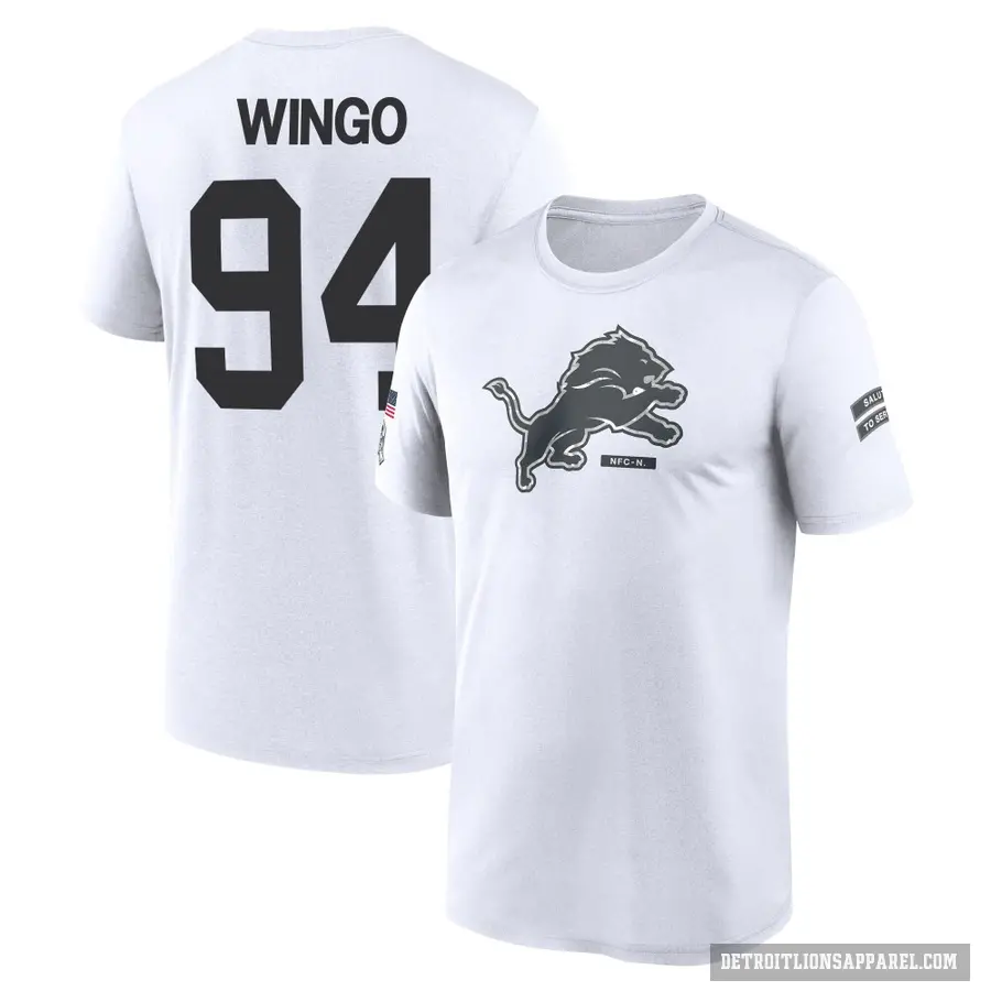 Youth ＃94 Mekhi Wingo Detroit Lions White 2024 Salute to Service Performance T-Shirt