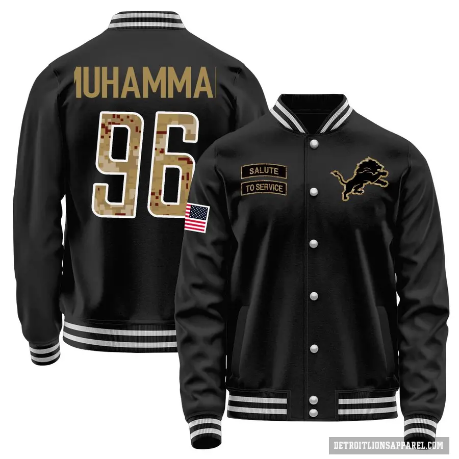 Youth ＃96 Al-Quadin Muhammad Detroit Lions Black Salute to Service Sideline Performance Jacket