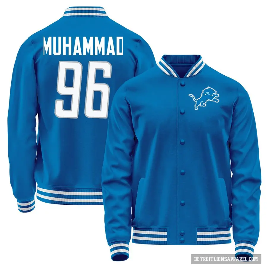 Youth ＃96 Al-Quadin Muhammad Detroit Lions Light Blue Full-Snap Name & Number Jacket