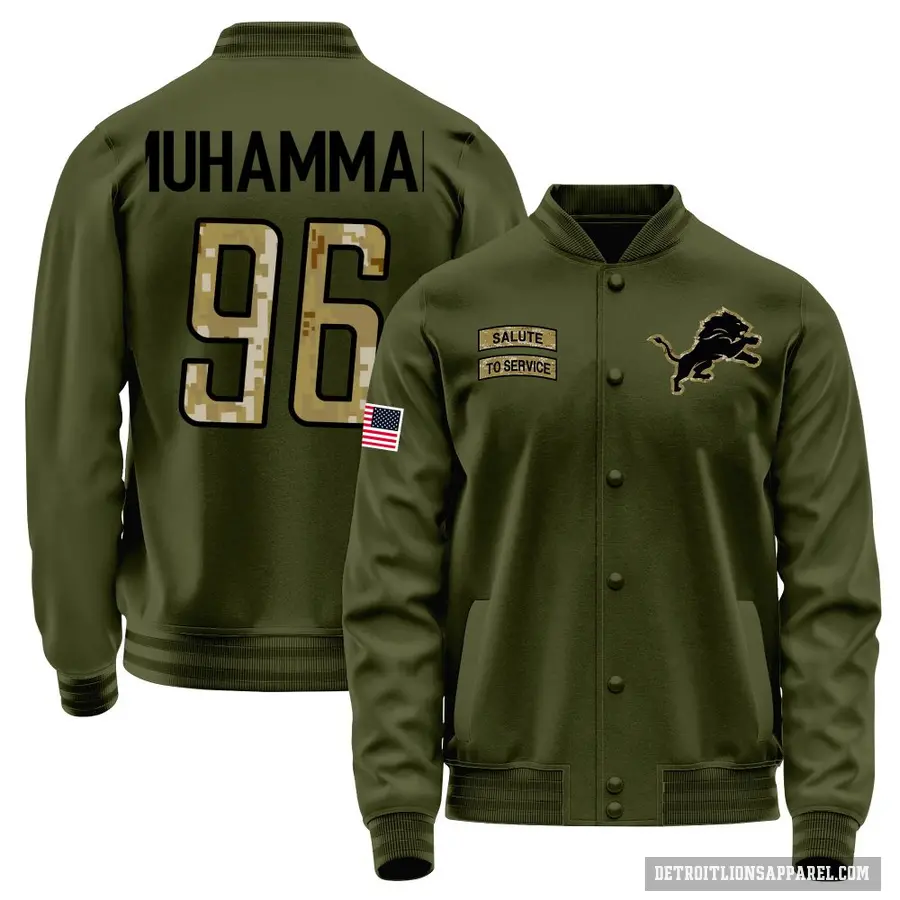 Youth ＃96 Al-Quadin Muhammad Detroit Lions Olive Salute to Service Sideline Performance Jacket