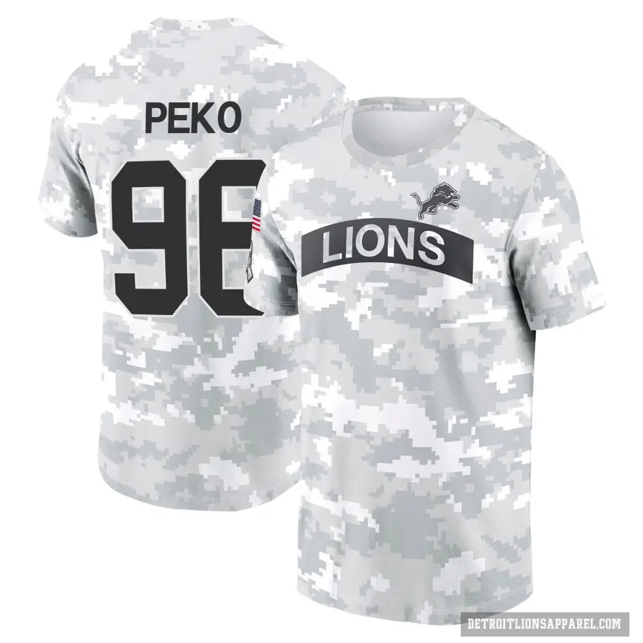 Youth ＃96 Kyle Peko Detroit Lions Camo Arctic 2024 Salute to Service Performance T-Shirt