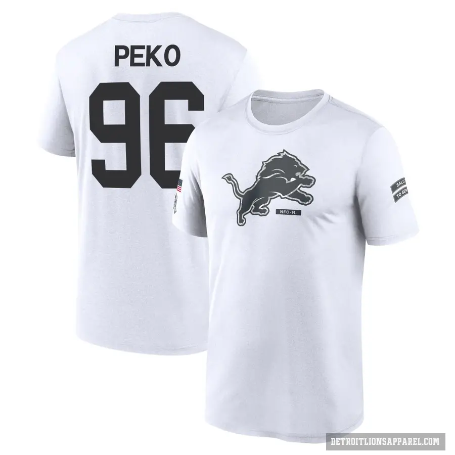 Youth ＃96 Kyle Peko Detroit Lions White 2024 Salute to Service Performance T-Shirt