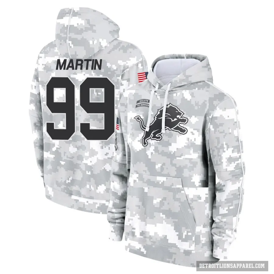 Youth ＃99 Brodric Martin Detroit Lions Arctic Camo 2024 Salute to Service Club Fleece Pullover Hoodie